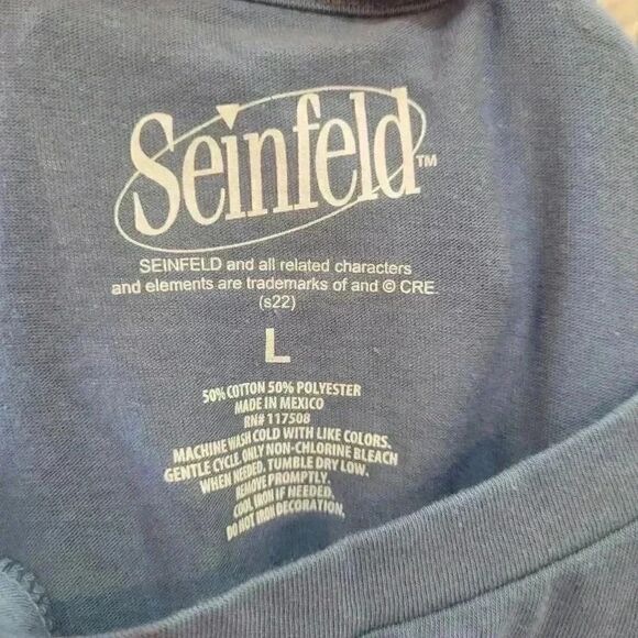 Seinfeld Unisex Adult Blue Cotton/Poly Cast Graphic Crew Neck T-Shirt NEW - Picture 5 of 5